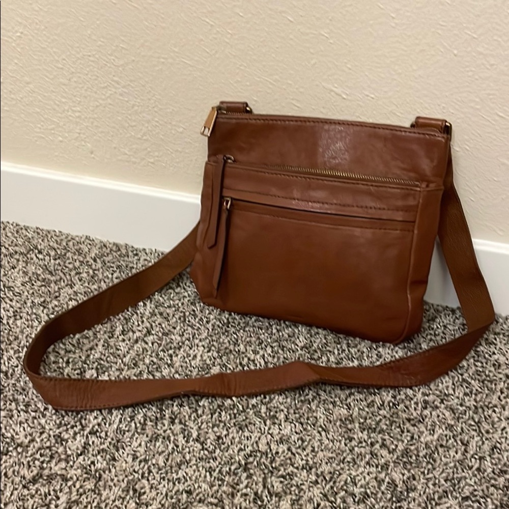 Fossil Brown Leather Crossbody Bag